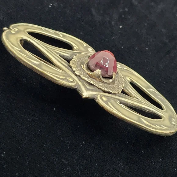 Art Nouveau Pink Sash Pin Brooch Antique - Picture 7 of 7